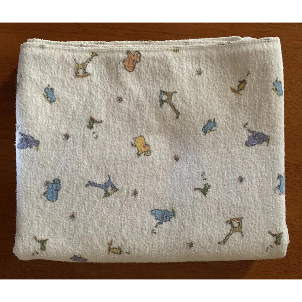 Carter's JOHN LENNON Flannel Receiving baby Crib‎ Blanket White Animal Toss